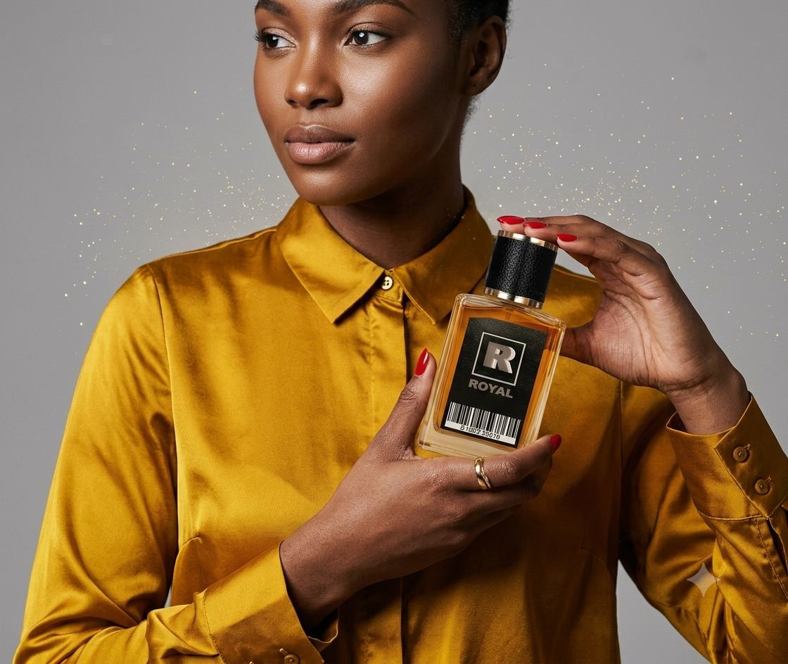 A Royal Fragrances distributor with the signature bottle